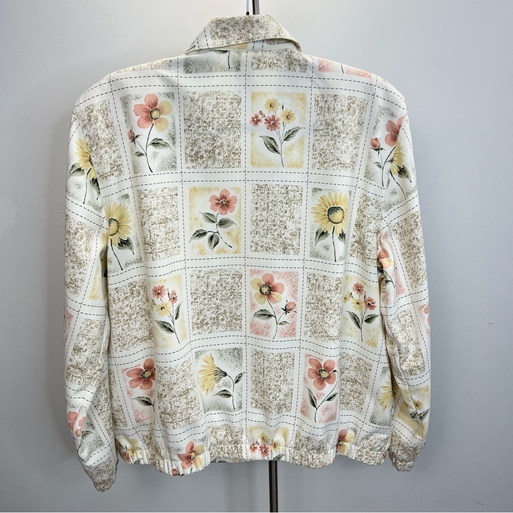 Vintage Alfred Dunner cream floral bomber jacket 16P - Picture 5 of 14